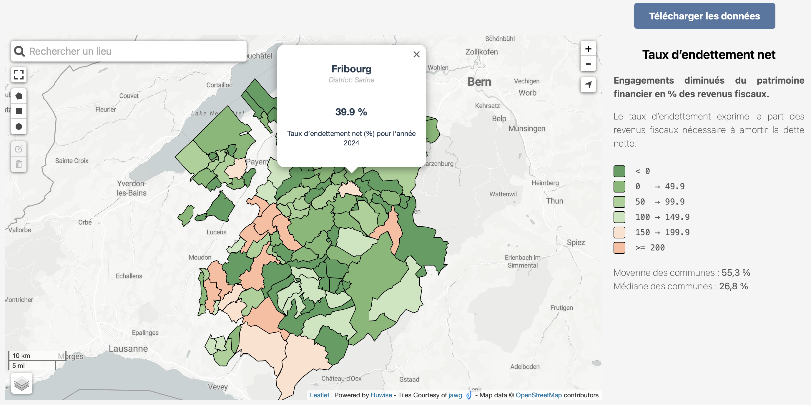Indicator visualization page from the Portrait des communes platform.